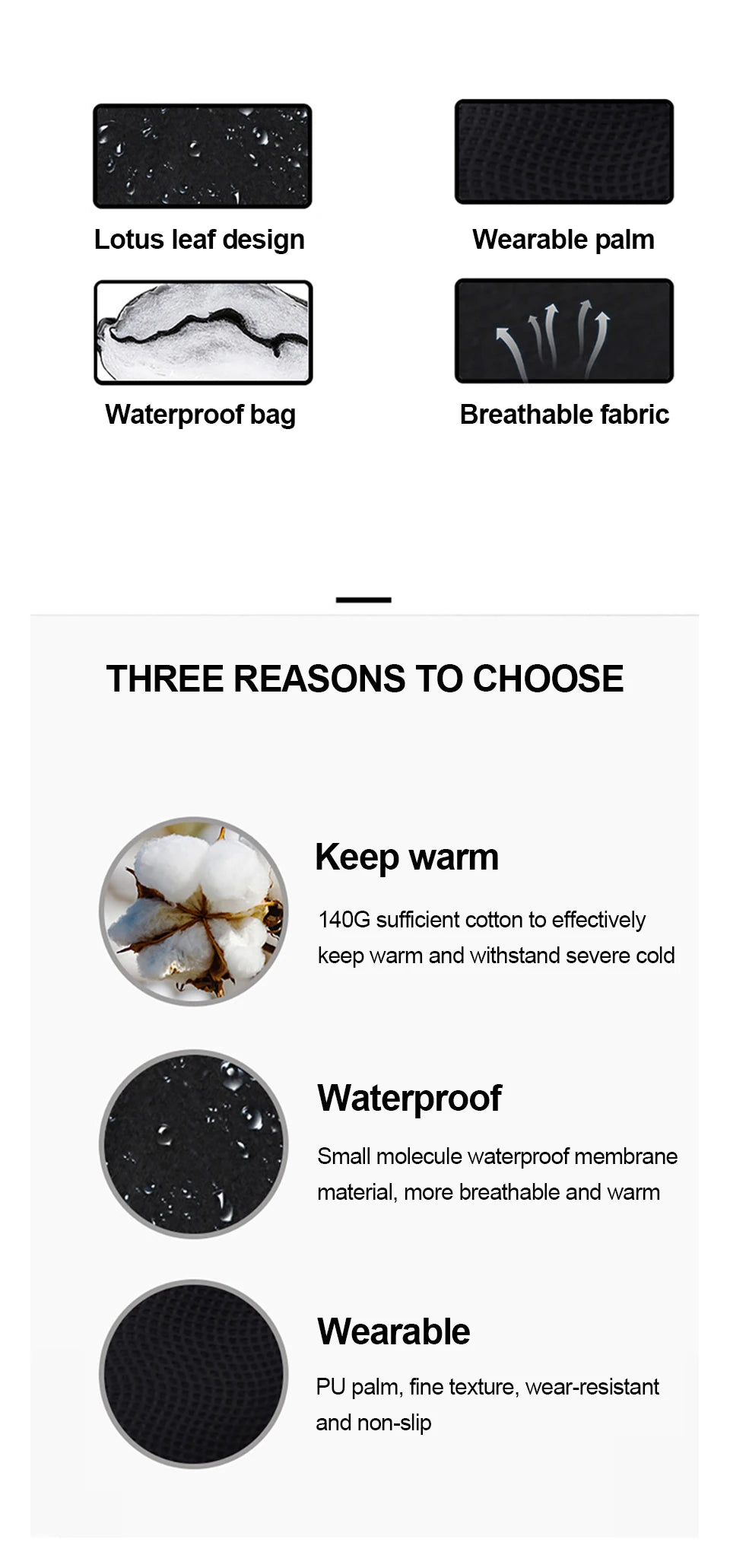 NOFOXO Waterproof Windproof Warmth Thickened Winter Ski Gloves Motorcycle Snowboard Gloves Touch Screen Fleece Warm Gloves