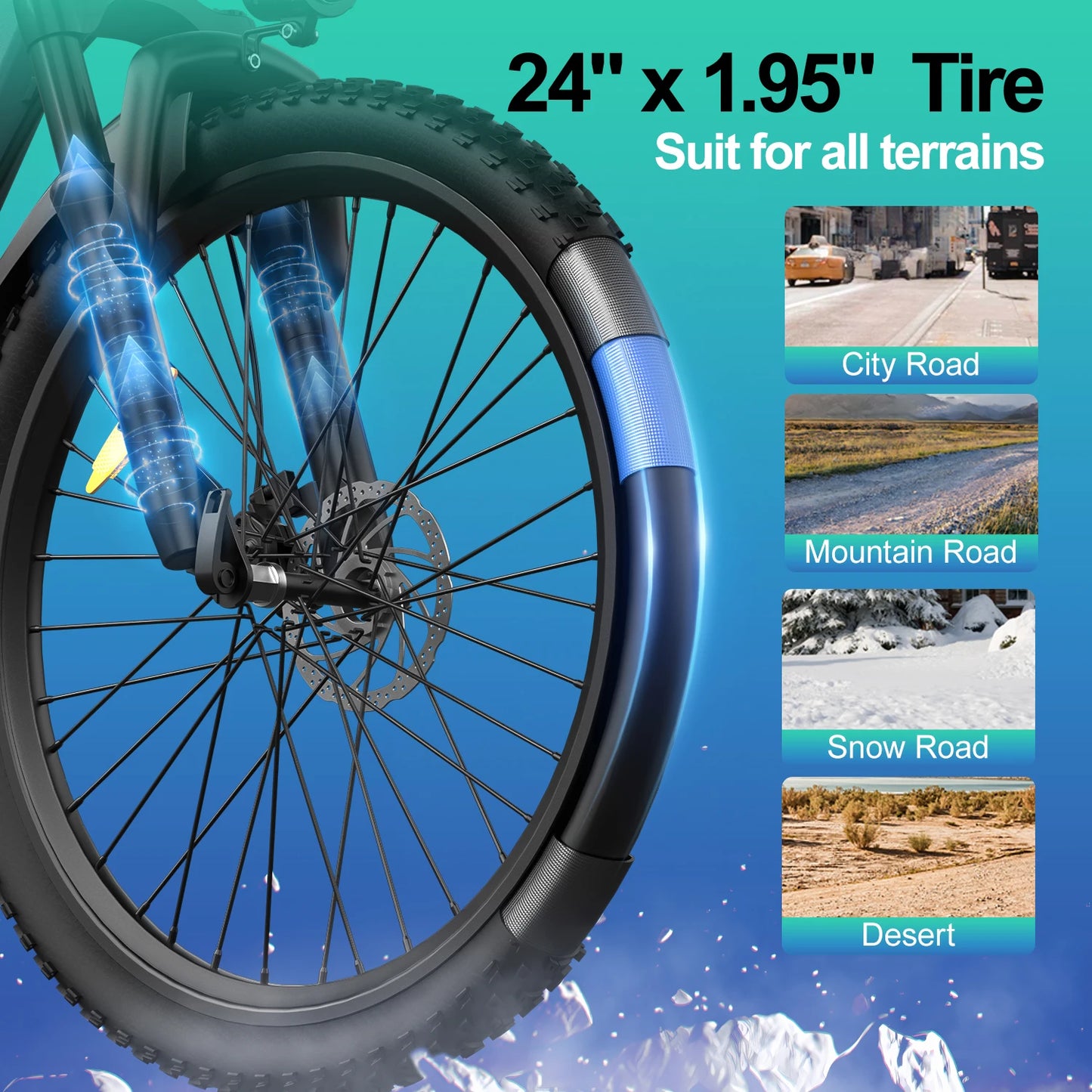 UPlee L24 Adults Electric Bike 500W Motor Electric Bicycle 36V 10AH removable battery e bike 24"Tire Mountain Electric Dirt Bike