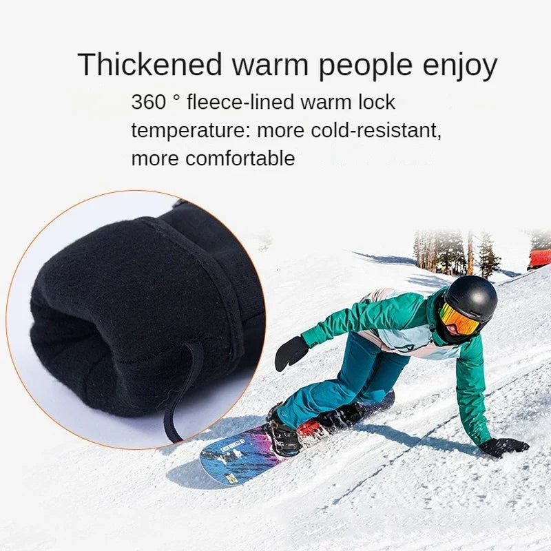 1/2/3 Pairs Ski Gloves Thermal Thick Gloves Windproof Anti-Cold Warm Touch Screen Snowboarding Winter Women Men Outdoor Mittens