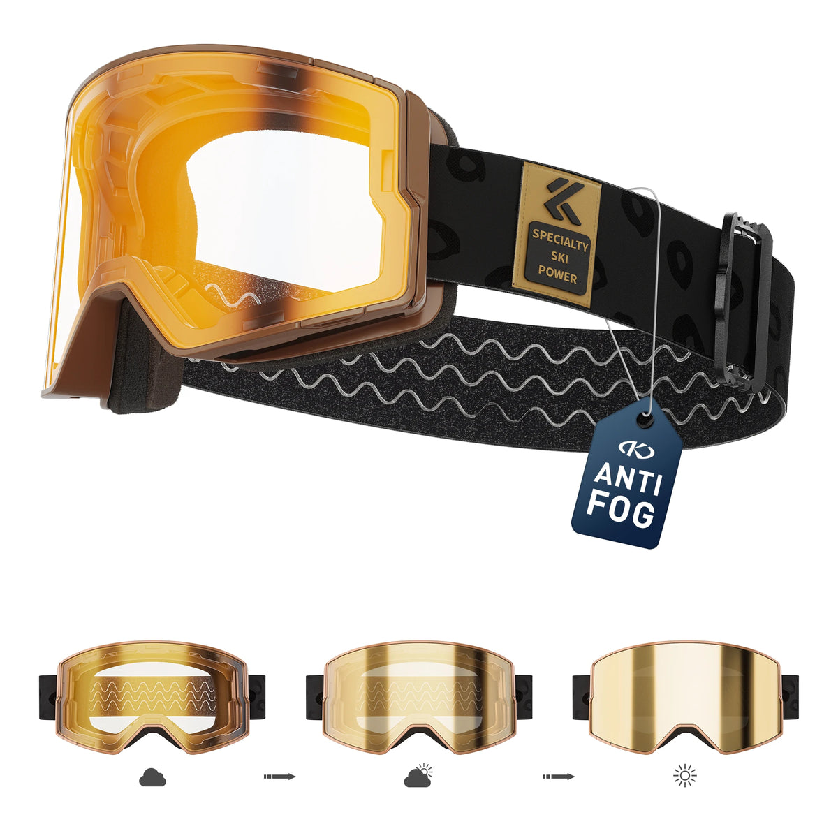 Unisex Snow Glasses UV400 Anti-fog Magnetic Snowboard Glasses