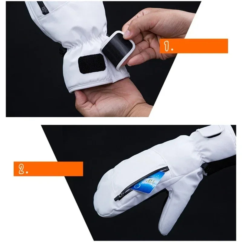 1/2/3 Pairs Ski Gloves Thermal Thick Gloves Windproof Anti-Cold Warm Touch Screen Snowboarding Winter Women Men Outdoor Mittens