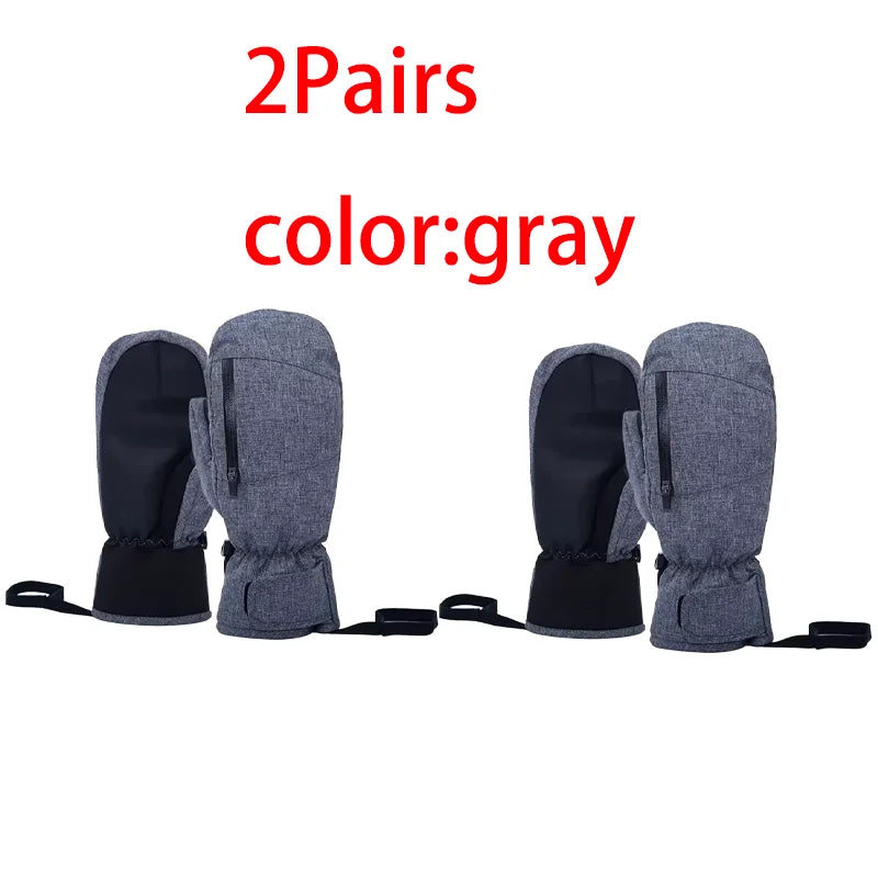 1/2/3 Pairs Ski Gloves Thermal Thick Gloves Windproof Anti-Cold Warm Touch Screen Snowboarding Winter Women Men Outdoor Mittens