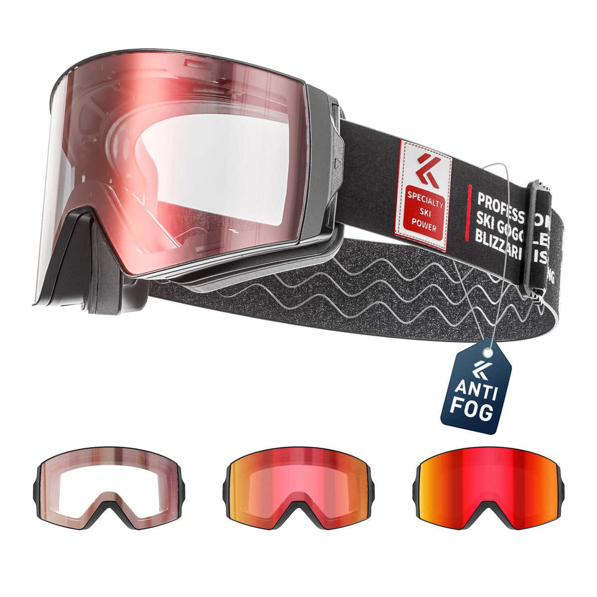Unisex Snow Glasses UV400 Anti-fog Magnetic Snowboard Glasses