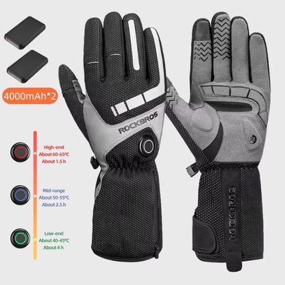 Heated Skiing Gloves Men Women Winter Screen Touch Waterproof Rechargeable 4000mAh Battery Heated Gloves