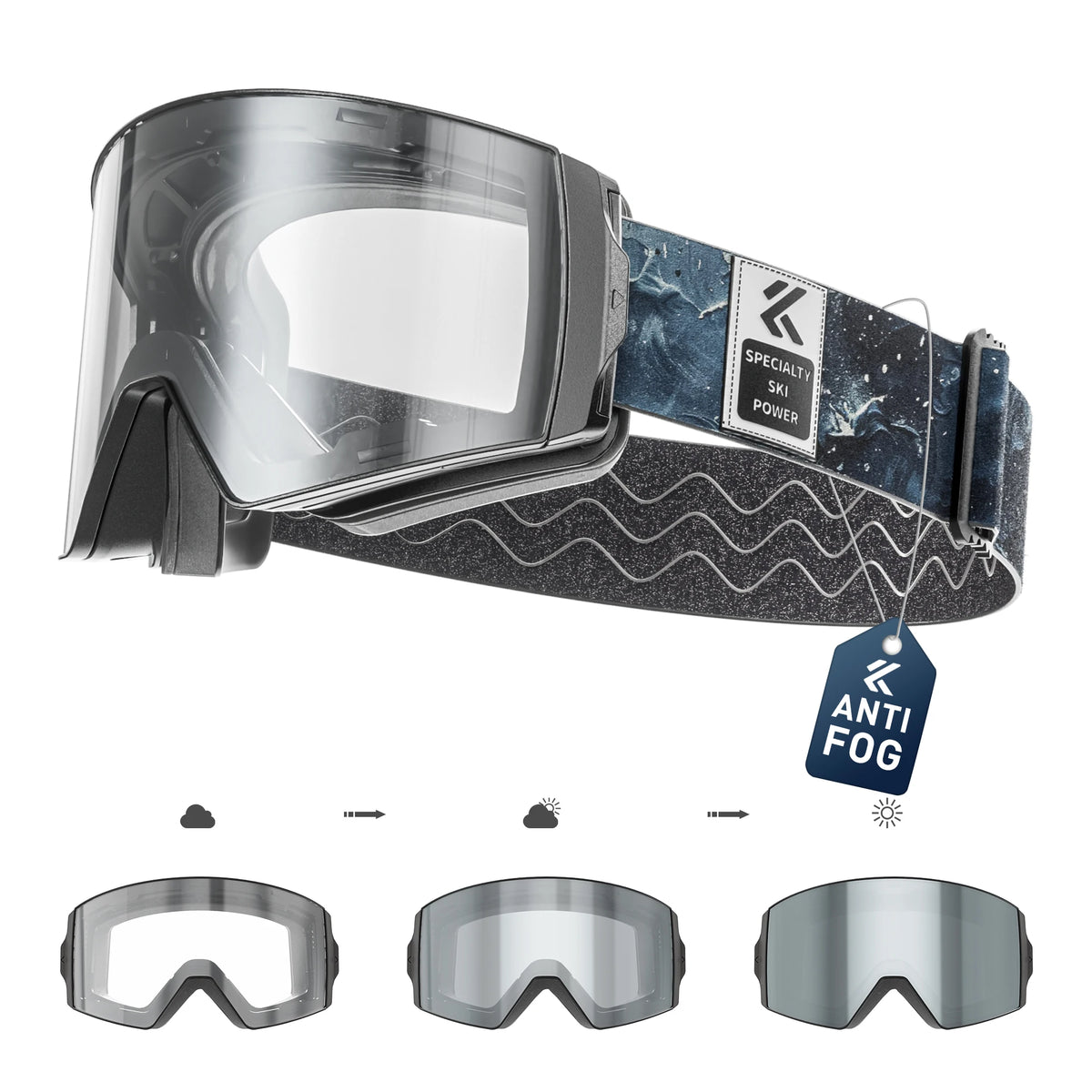 Unisex Snow Glasses UV400 Anti-fog Magnetic Snowboard Glasses