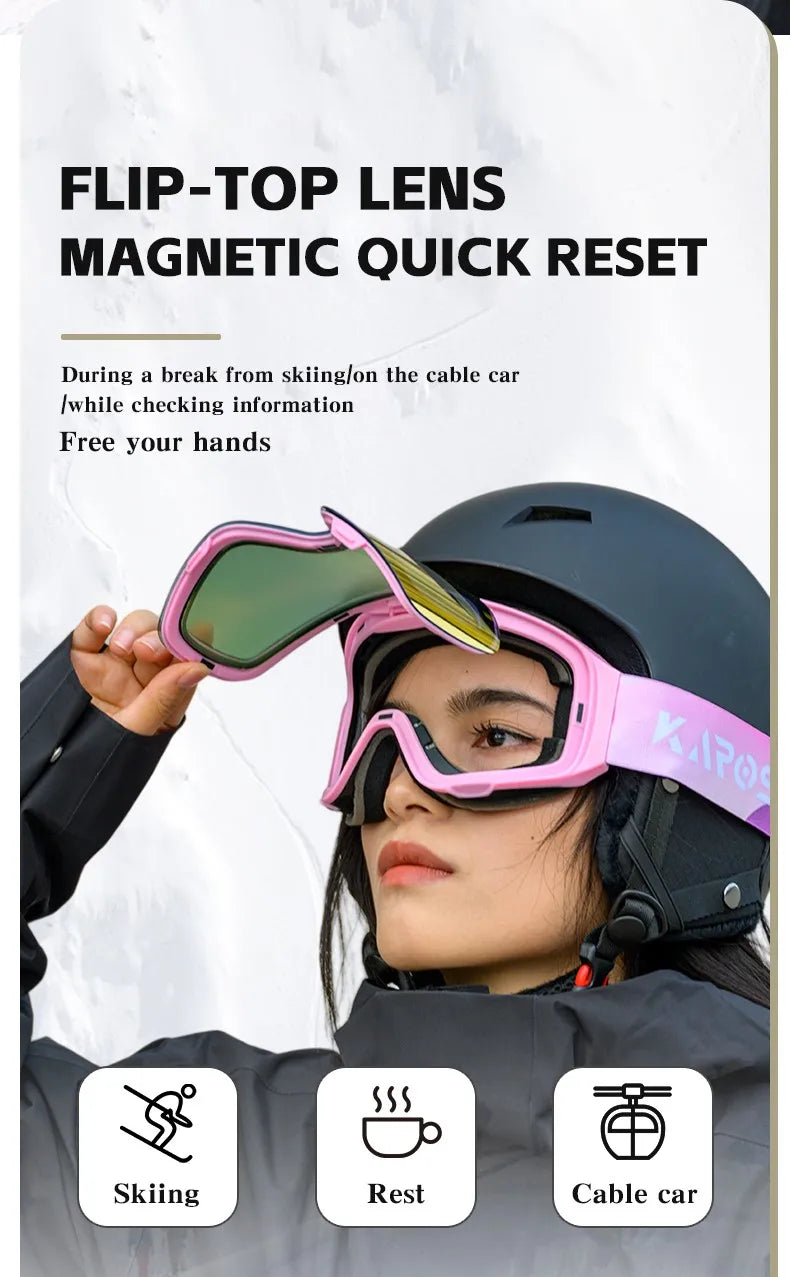 Karos Ski Goggles Flip-top Double Layer Anti-Fog UV400