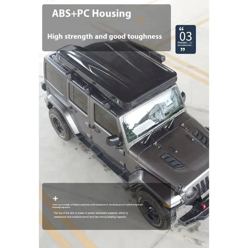 High Quality Low-Profile Hard Rooftop Tent, Quick Automatic Opening Resistant Fabric SUV Camping