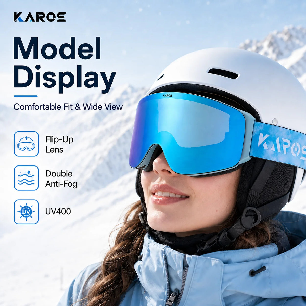 Karos Ski Goggles Flip-top Double Layer Anti-Fog UV400