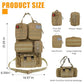 6 Pack Tactical MOLLE Car Seat Back Organizer - Universal Vehicle Storage Bag with 5 Detachable MOLLE Pouches, US Flag Patch, F