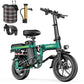 Electric Bike for Adults,750W/1500W Peak Motor,52V 25Ah/48V 15Ah Removable Battery,40/28MPH Max Speed,60-80 Miles Range,3-level pedal assist, 14 inch foldable mini ebike
