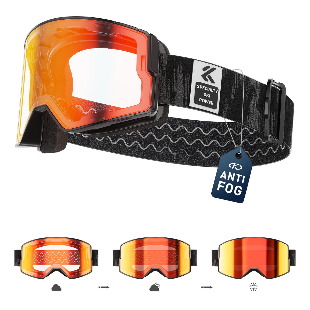 Unisex Snow Glasses UV400 Anti-fog Magnetic Snowboard Glasses