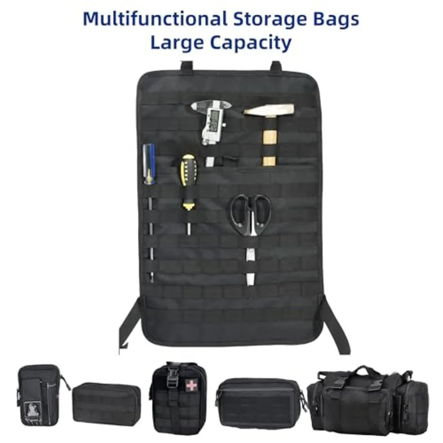 Backseat Organizer with 5 Detachable Molle Pouches, Molle Panel Organizer