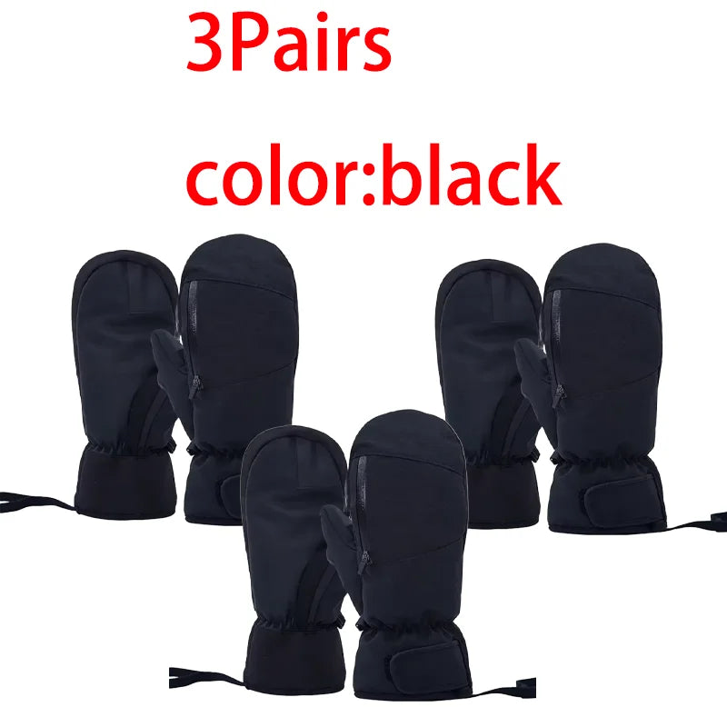 1/2/3 Pairs Ski Gloves Thermal Thick Gloves Windproof Anti-Cold Warm Touch Screen Snowboarding Winter Women Men Outdoor Mittens