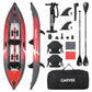 Inflatable 1/2-Person Fishing Kayak for Adults – Durable PVC Collapsible & Portable - with Padded Seats/Removable Fins/Hand Pump/Carry Bag & Repair Kit for Lake River Recreation Touring