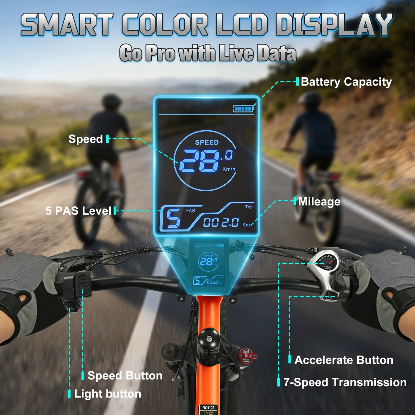 OBX-EB26 E-Bike Electric Bike for Adults 1000W Motor 48V 15Ah Battery 26 Inch Fat Tire E-Bike Disc Brake 28MPH 55KM Range