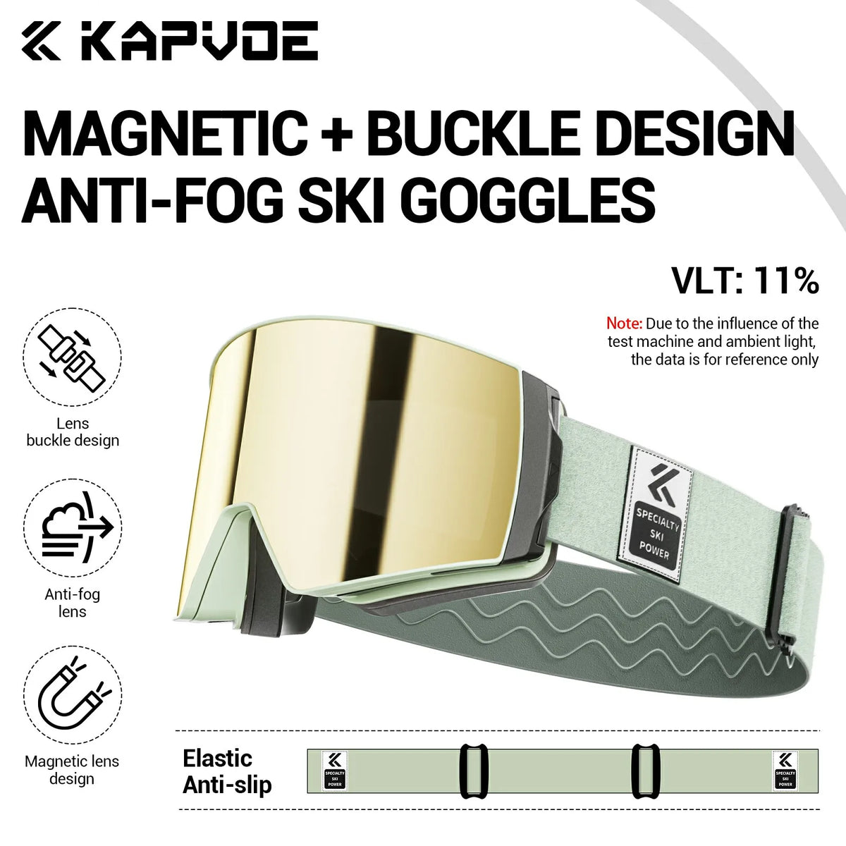 Unisex Snow Glasses UV400 Anti-fog Magnetic Snowboard Glasses