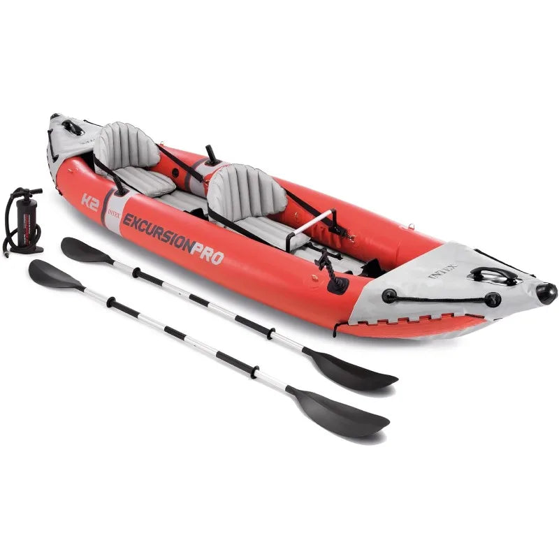 INTEX 68309EP Excursion Pro K2 Inflatable Kayak Set: Includes Deluxe 86in Kayak Paddles and High-Output Pump – SuperTough PVC