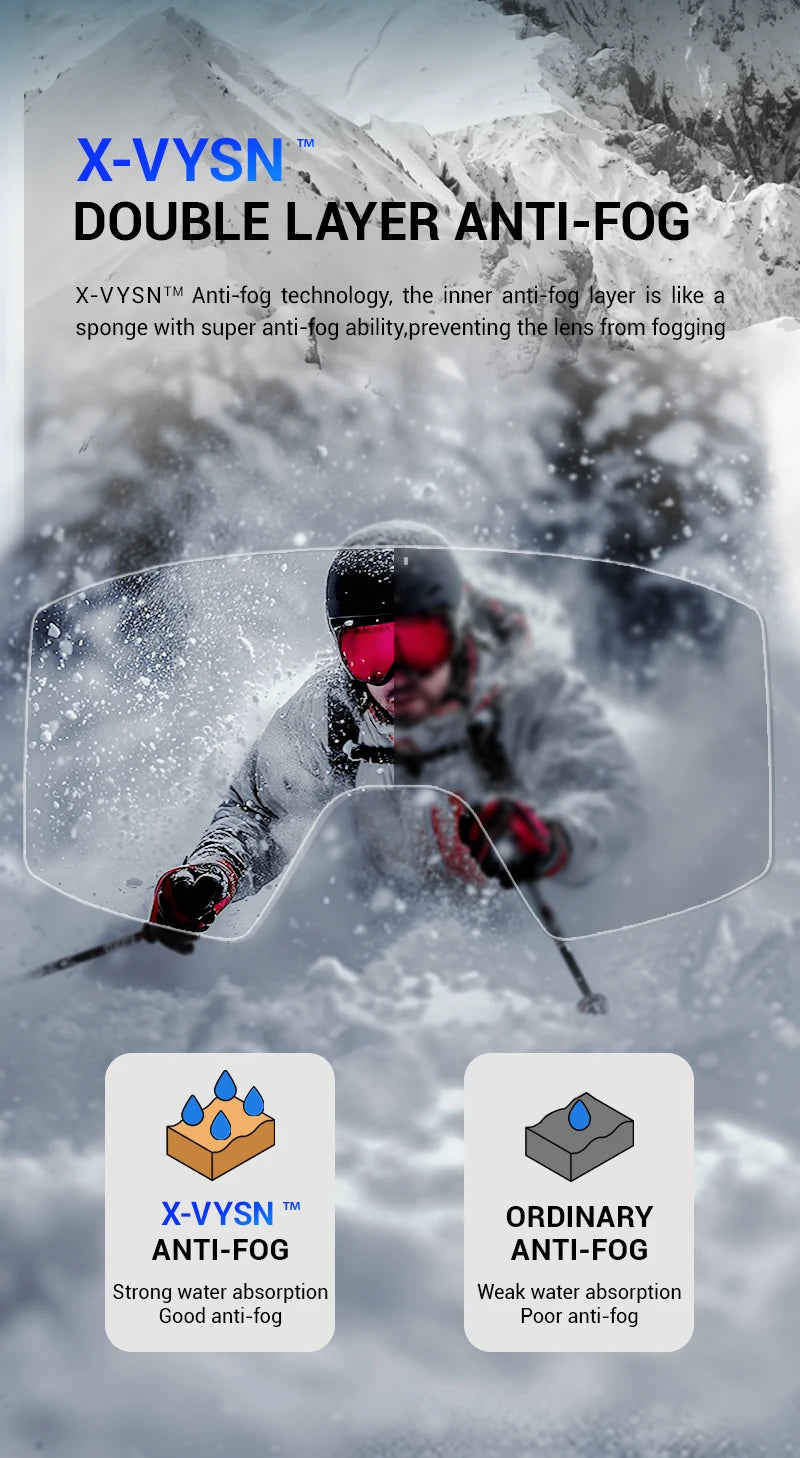 Unisex Snow Glasses UV400 Anti-fog Magnetic Snowboard Glasses