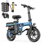 Electric Bike for Adults,750W/1500W Peak Motor,52V 25Ah/48V 15Ah Removable Battery,40/28MPH Max Speed,60-80 Miles Range,3-level pedal assist, 14 inch foldable mini ebike