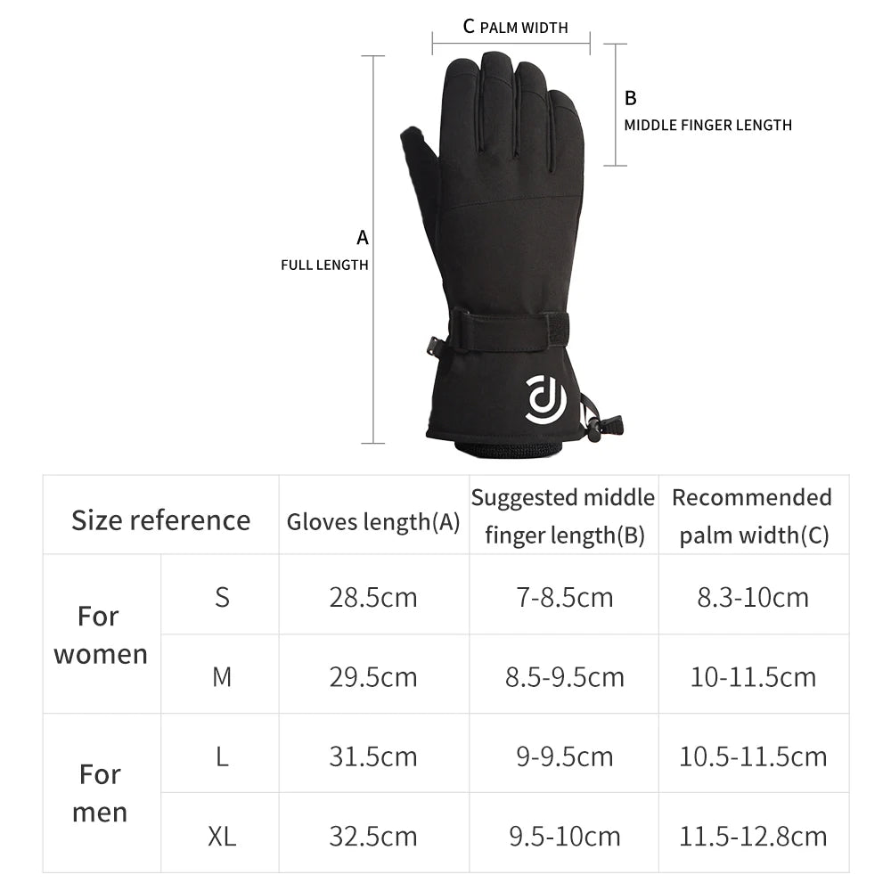 NOFOXO Waterproof Windproof Warmth Thickened Winter Ski Gloves Motorcycle Snowboard Gloves Touch Screen Fleece Warm Gloves