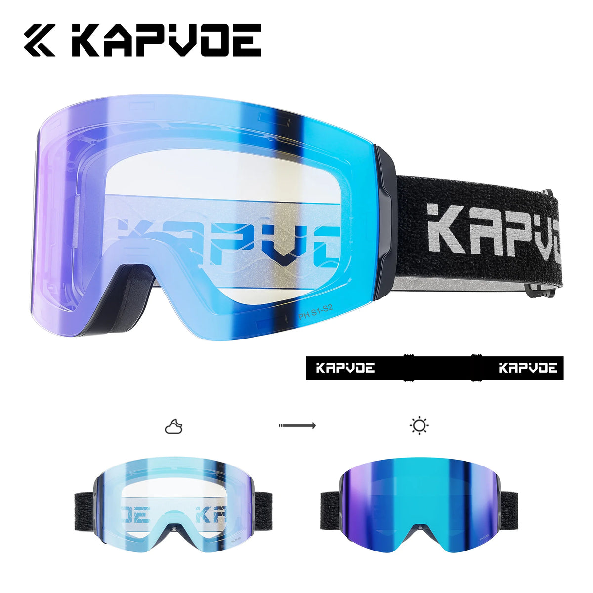 Unisex Snow Glasses UV400 Anti-fog Magnetic Snowboard Glasses