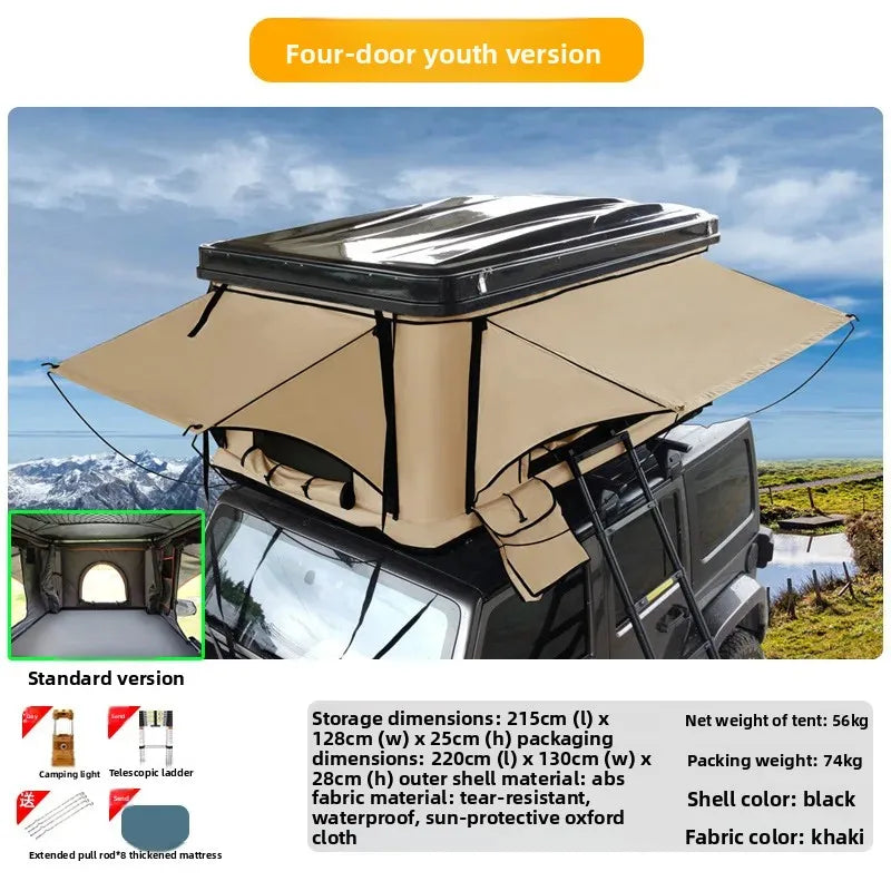 High Quality Low-Profile Hard Rooftop Tent, Quick Automatic Opening Resistant Fabric SUV Camping