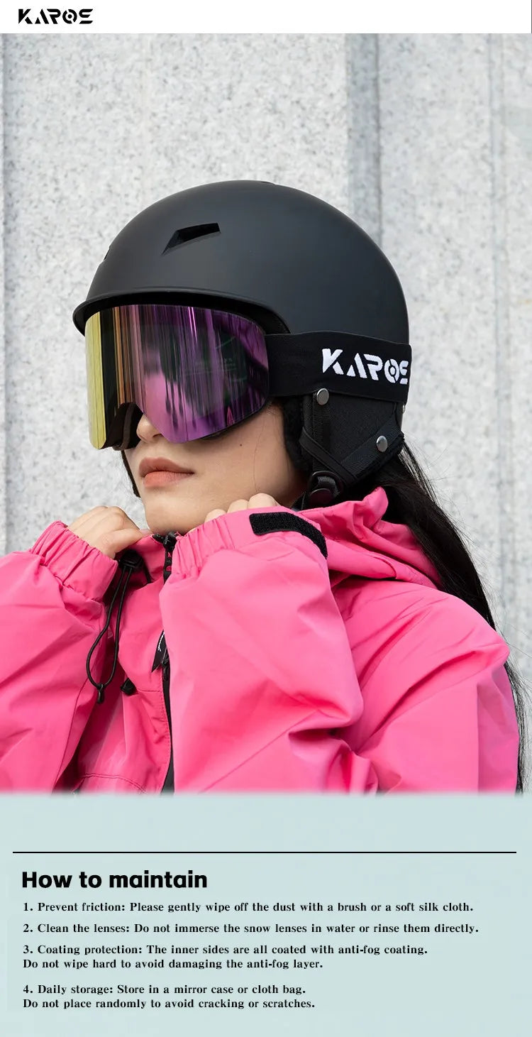KAROS Magnetic Double Layer Anti-Fog Ski Goggles Windproof UV400 Snowboard Goggles for Winter Sports Unisex