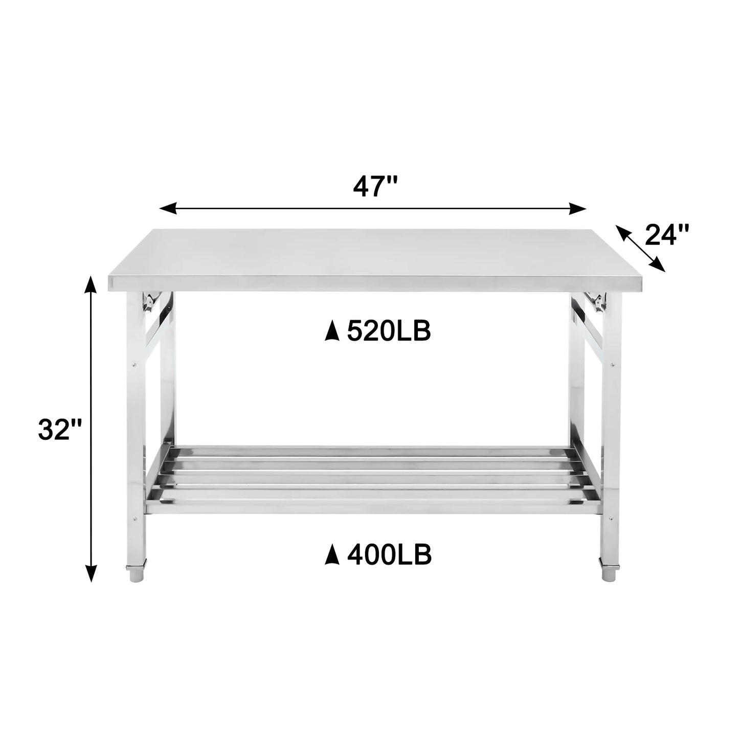 Stainless Steel Prep Table, Commercial Heavy Duty Stainless Steel Folding Work Table, Stainless Steel , Outdoor Cooking Table