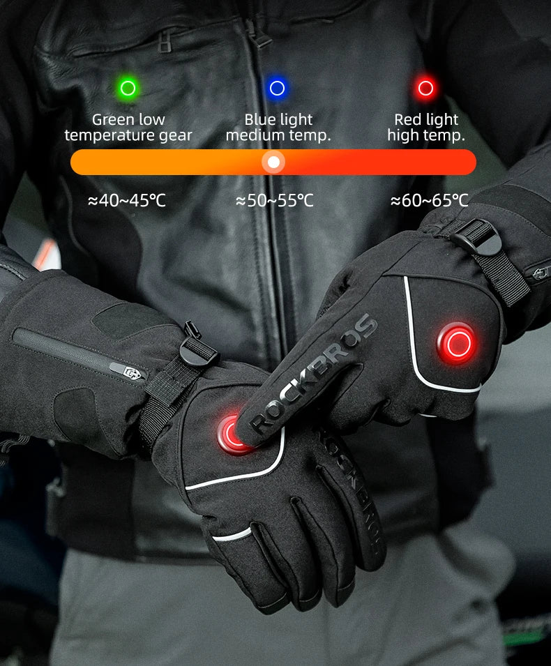 Heated Skiing Gloves Men Women Winter Screen Touch Waterproof Rechargeable 4000mAh Battery Heated Gloves