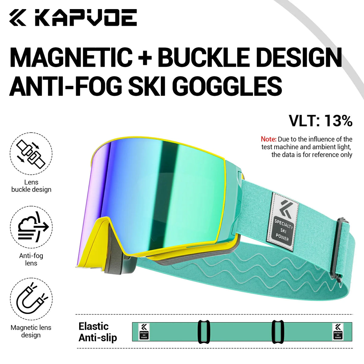 Unisex Snow Glasses UV400 Anti-fog Magnetic Snowboard Glasses