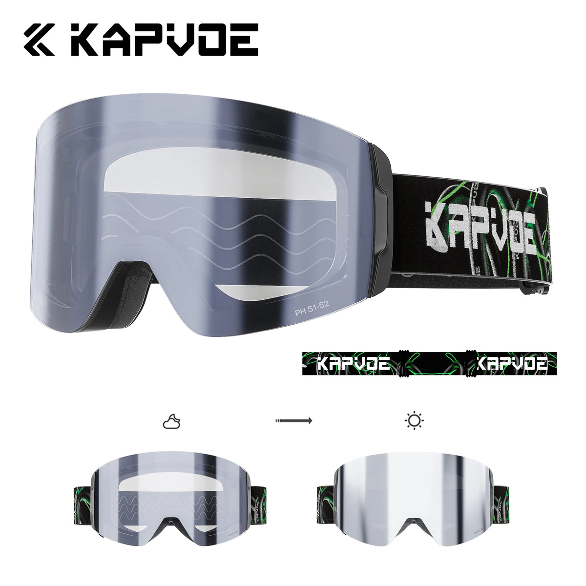 Unisex Snow Glasses UV400 Anti-fog Magnetic Snowboard Glasses