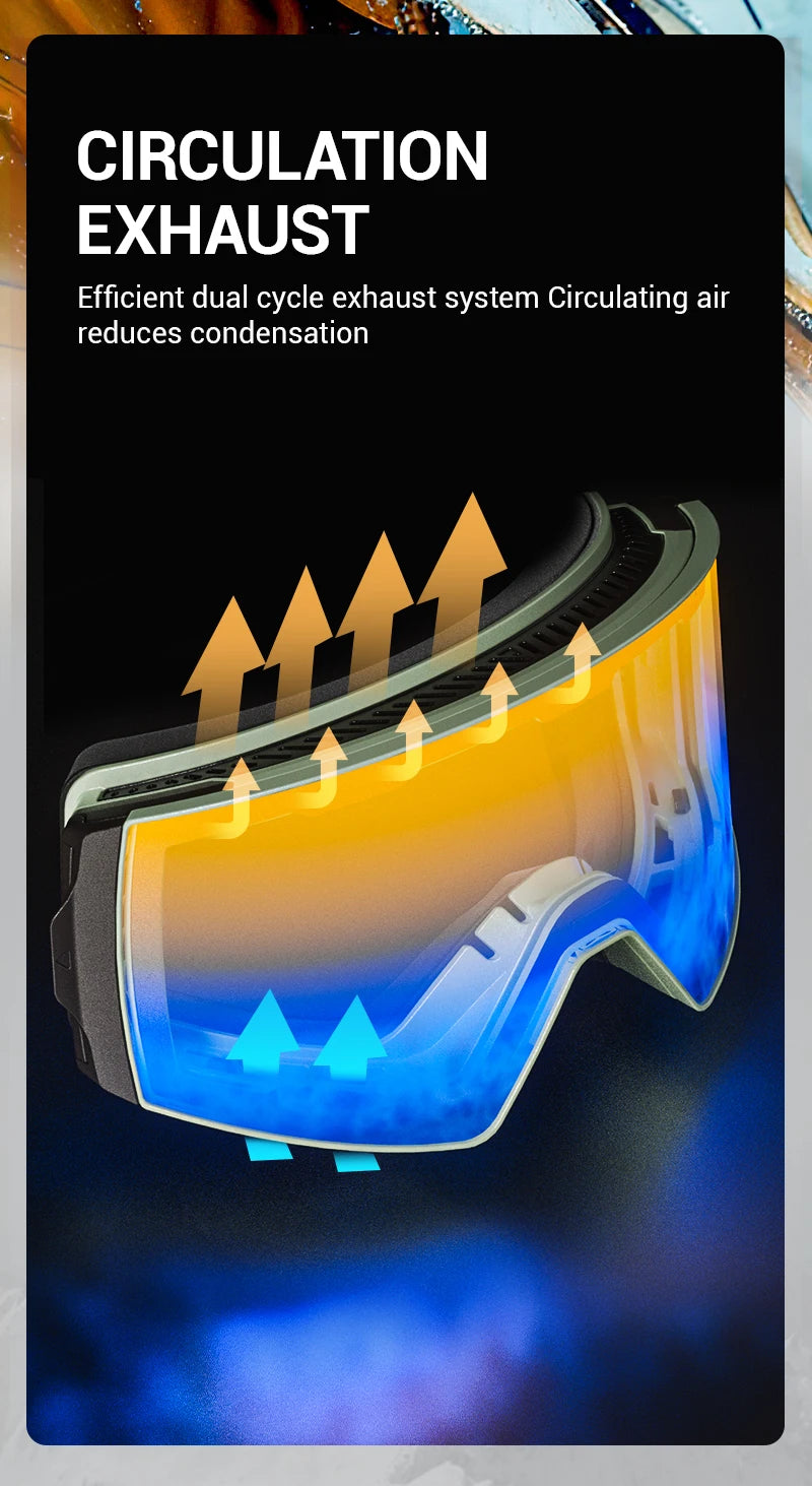 Unisex Snow Glasses UV400 Anti-fog Magnetic Snowboard Glasses