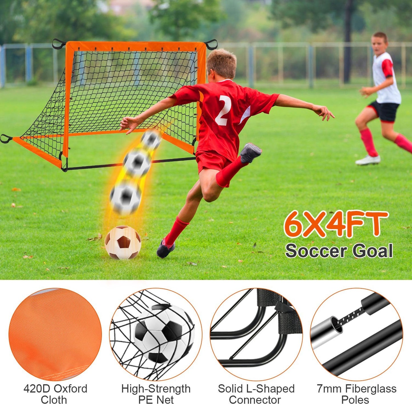 Kids Portable Soccer Goal Set with Training Accessories for Backyard