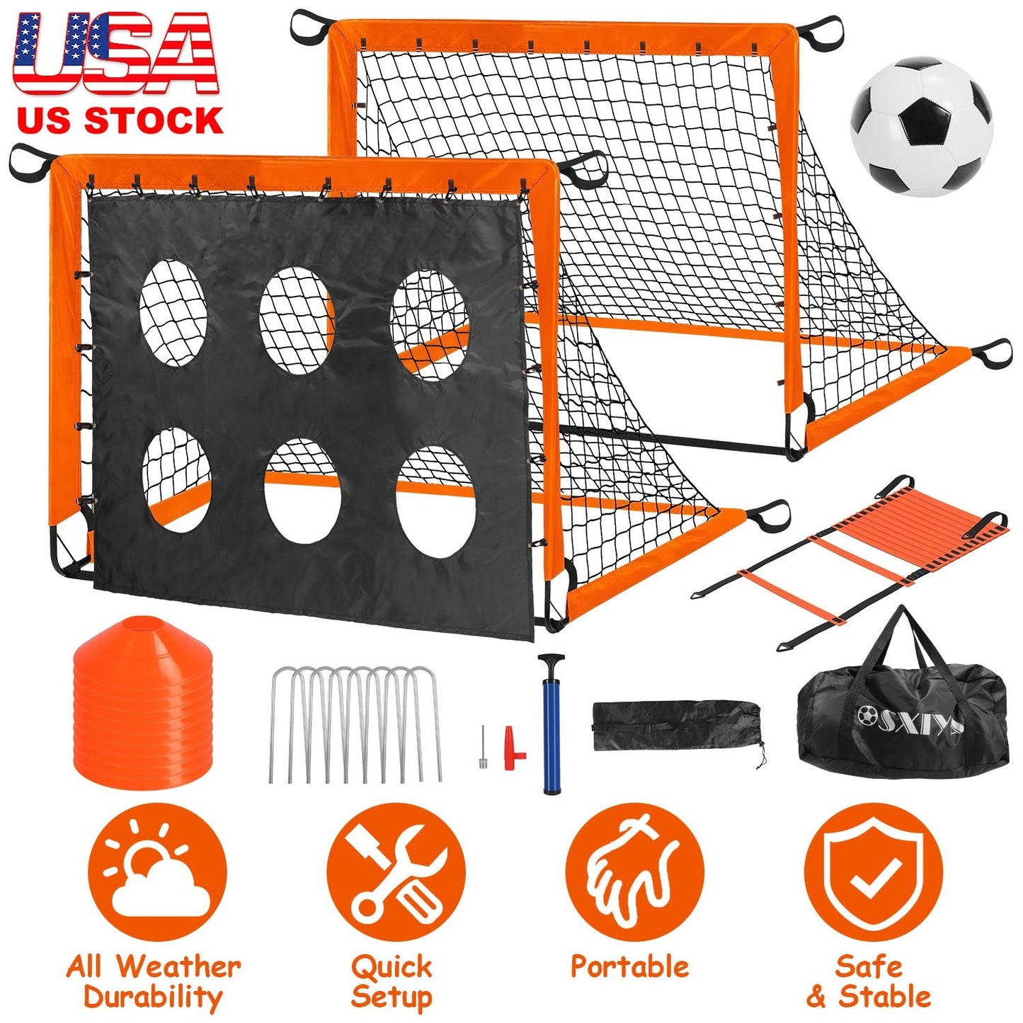 Kids Portable Soccer Goal Set with Training Accessories for Backyard