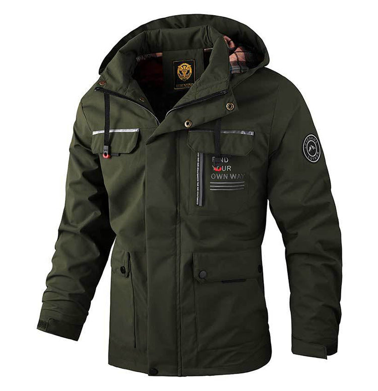Men's Casual Hooded Parka Jacket Warm Windproof Outdoor Coat