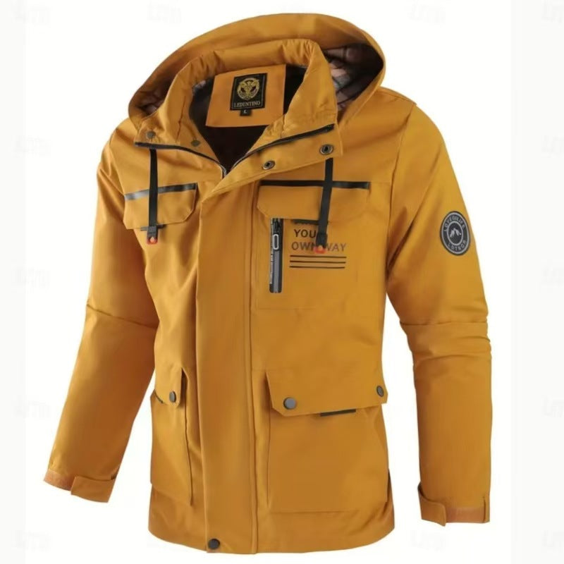 Men's Casual Hooded Parka Jacket Warm Windproof Outdoor Coat